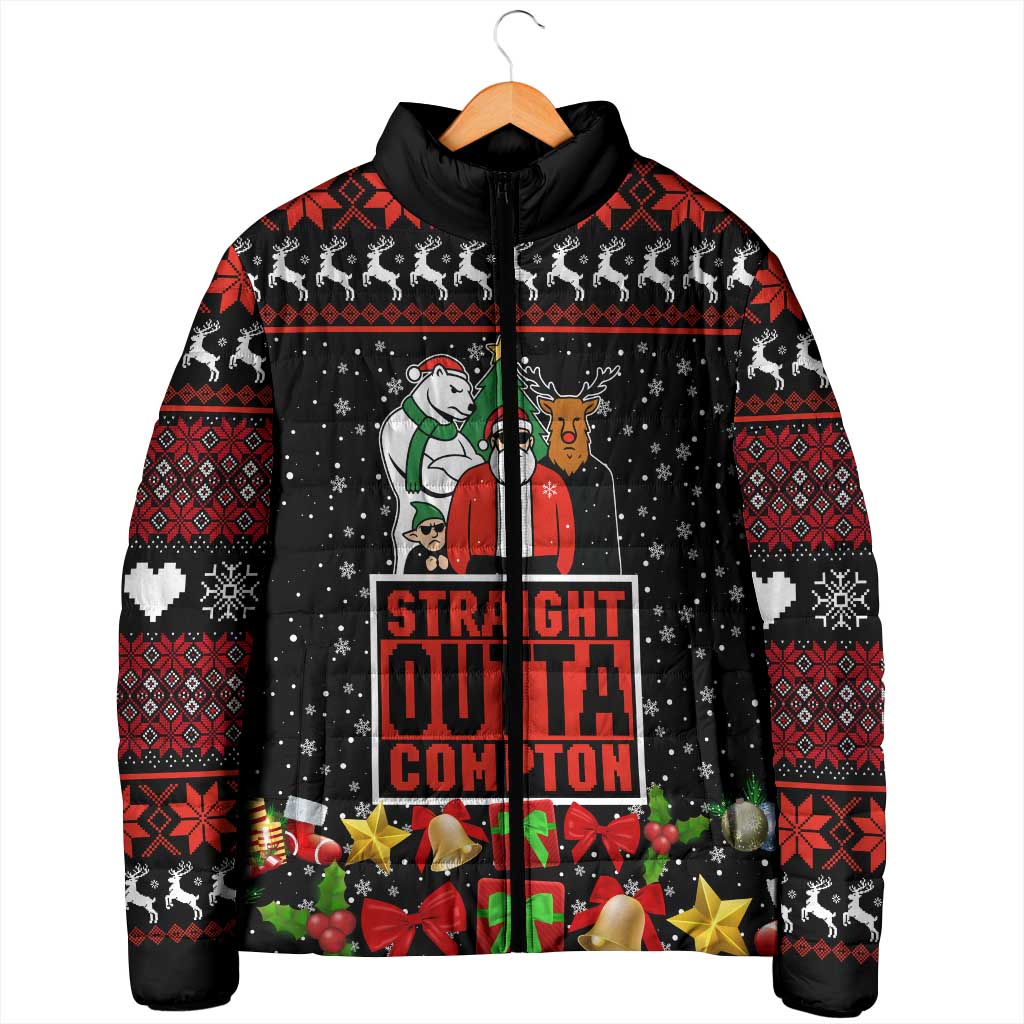Christmas Straight Outta Gangsta Claus Padded Jacket Xmas Holiday Patterns - Wonder Print Shop