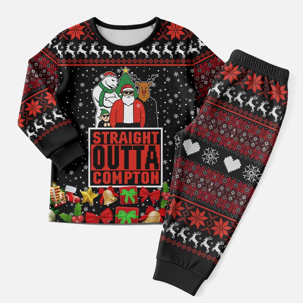 Christmas Straight Outta Gangsta Claus Christmas Pajama Set Xmas Holiday Patterns - Wonder Print Shop
