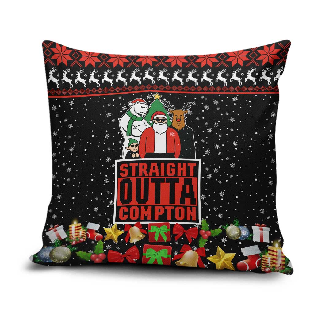Christmas Straight Outta Gangsta Claus Pillow Cover Xmas Holiday Patterns - Wonder Print Shop