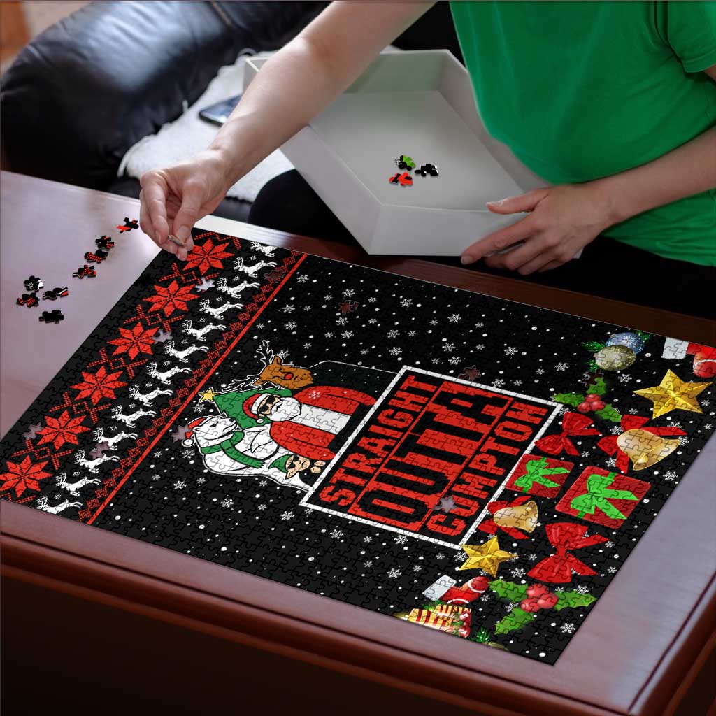Christmas Straight Outta Gangsta Claus Puzzle Xmas Holiday Patterns - Wonder Print Shop