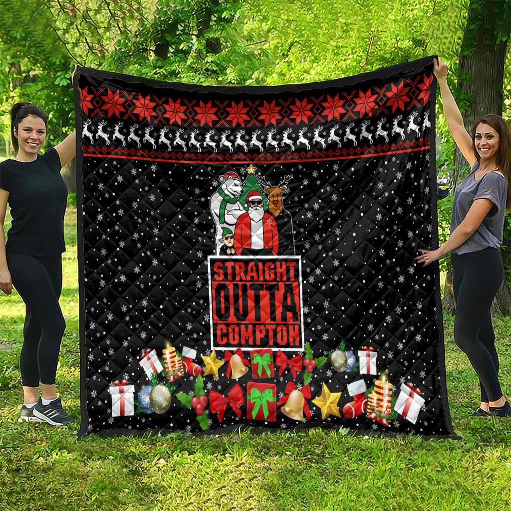 Christmas Straight Outta Gangsta Claus Quilt Xmas Holiday Patterns - Wonder Print Shop