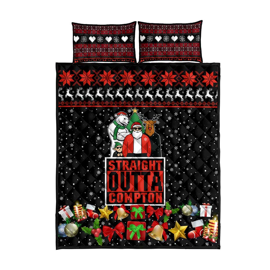 Christmas Straight Outta Gangsta Claus Quilt Bed Set Xmas Holiday Patterns - Wonder Print Shop