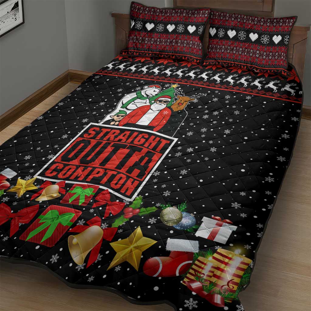 Christmas Straight Outta Gangsta Claus Quilt Bed Set Xmas Holiday Patterns - Wonder Print Shop