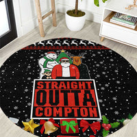 Christmas Straight Outta Gangsta Claus Round Carpet Xmas Holiday Patterns - Wonder Print Shop