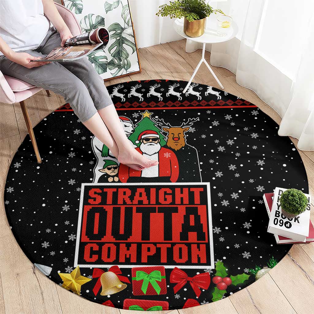 Christmas Straight Outta Gangsta Claus Round Carpet Xmas Holiday Patterns - Wonder Print Shop
