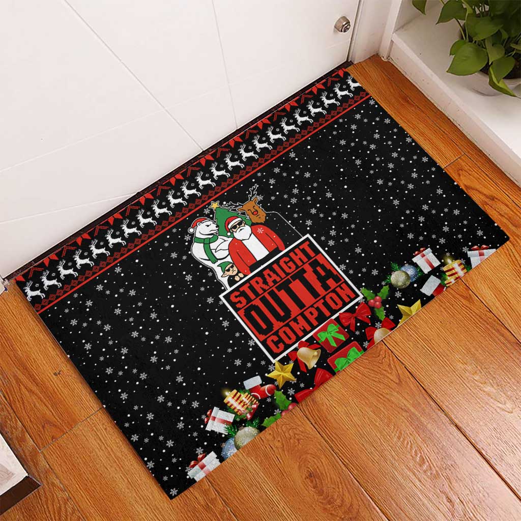 Christmas Straight Outta Gangsta Claus Rubber Doormat Xmas Holiday Patterns - Wonder Print Shop