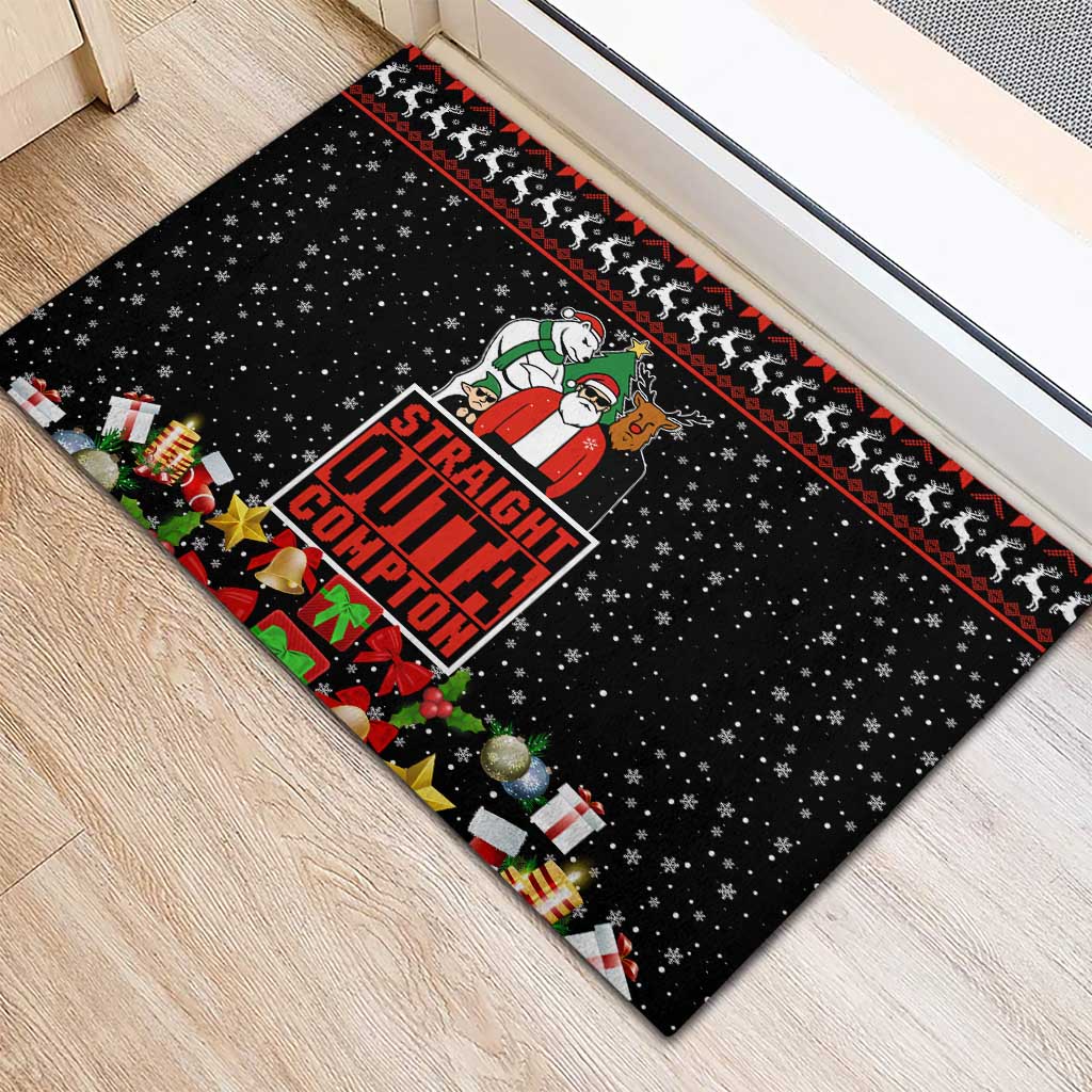 Christmas Straight Outta Gangsta Claus Rubber Doormat Xmas Holiday Patterns - Wonder Print Shop