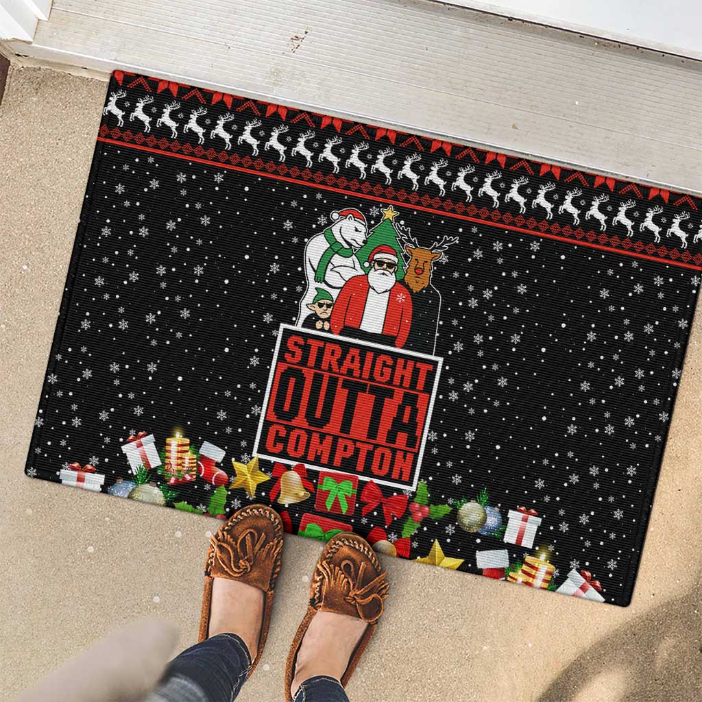 Christmas Straight Outta Gangsta Claus Rubber Doormat Xmas Holiday Patterns - Wonder Print Shop