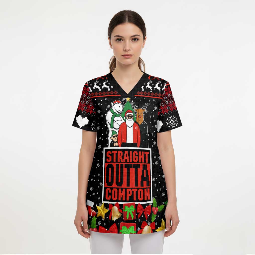 Christmas Straight Outta Gangsta Claus Scrub Top Xmas Holiday Patterns - Wonder Print Shop