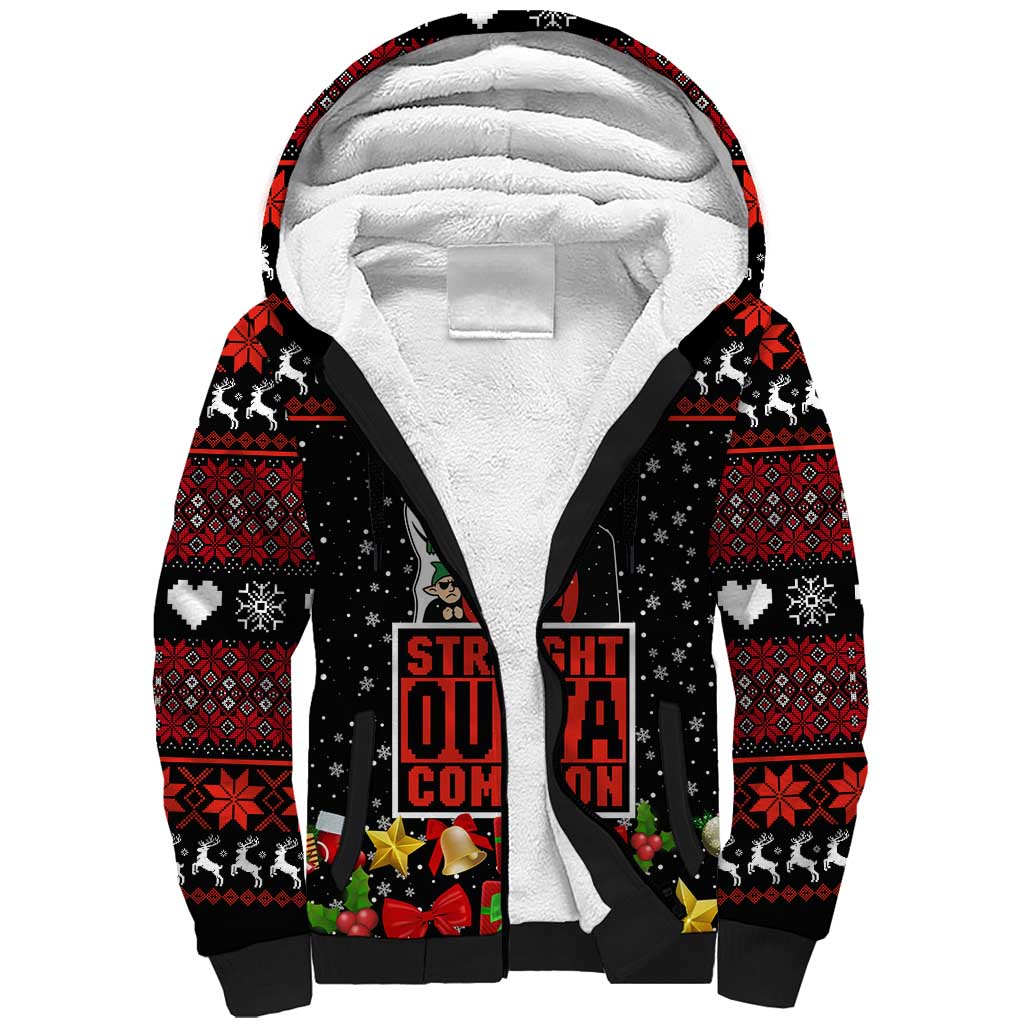Christmas Straight Outta Gangsta Claus Sherpa Hoodie Xmas Holiday Patterns - Wonder Print Shop