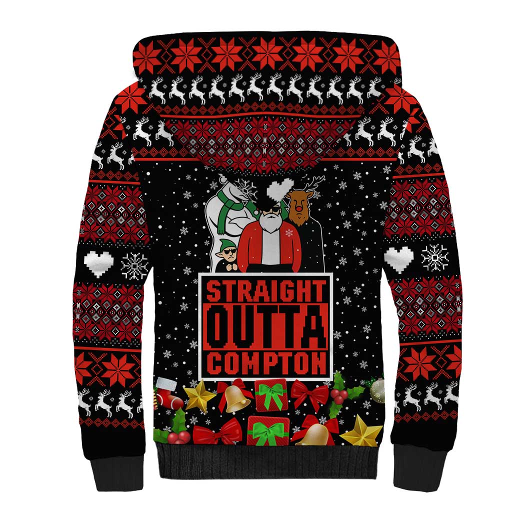 Christmas Straight Outta Gangsta Claus Sherpa Hoodie Xmas Holiday Patterns - Wonder Print Shop