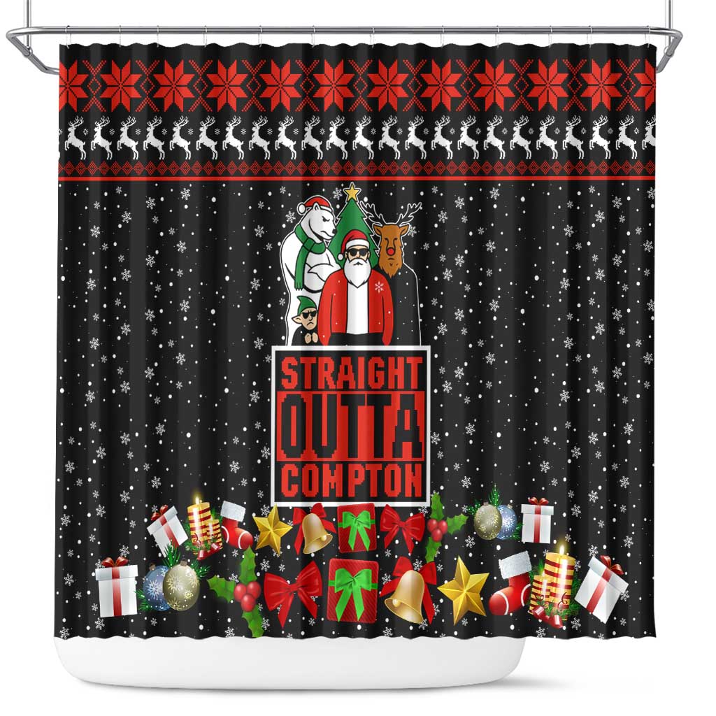 Christmas Straight Outta Gangsta Claus Shower Curtain Xmas Holiday Patterns - Wonder Print Shop