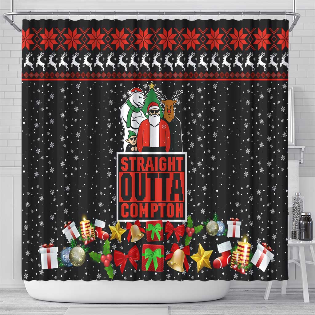 Christmas Straight Outta Gangsta Claus Shower Curtain Xmas Holiday Patterns - Wonder Print Shop