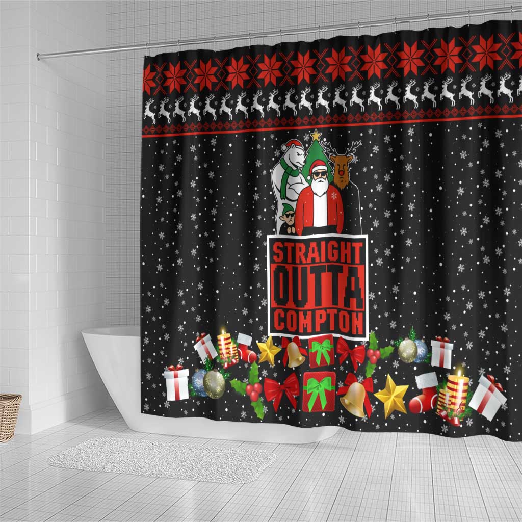 Christmas Straight Outta Gangsta Claus Shower Curtain Xmas Holiday Patterns - Wonder Print Shop