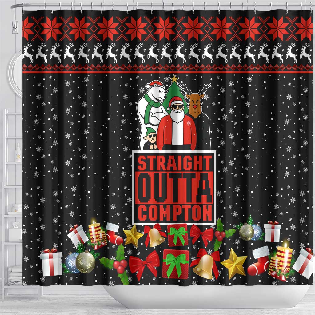 Christmas Straight Outta Gangsta Claus Shower Curtain Xmas Holiday Patterns - Wonder Print Shop