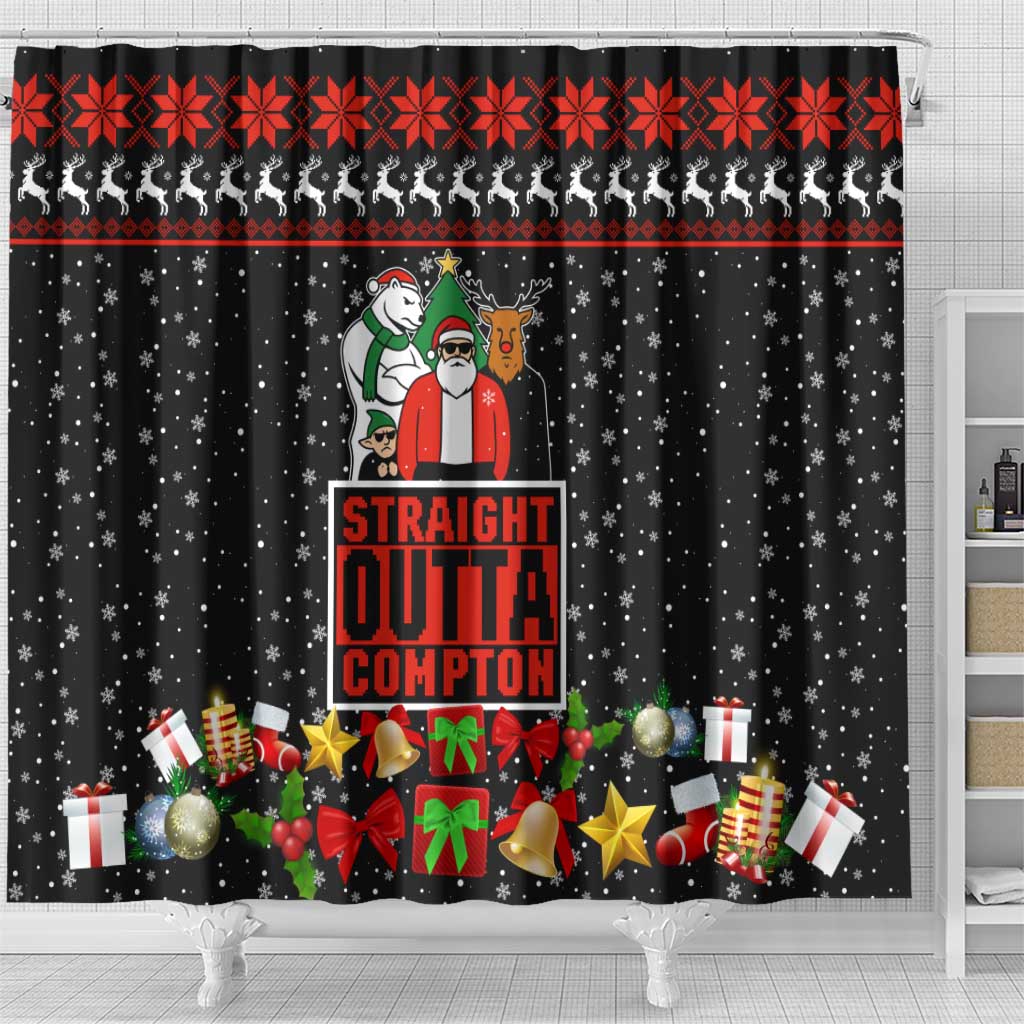 Christmas Straight Outta Gangsta Claus Shower Curtain Xmas Holiday Patterns - Wonder Print Shop