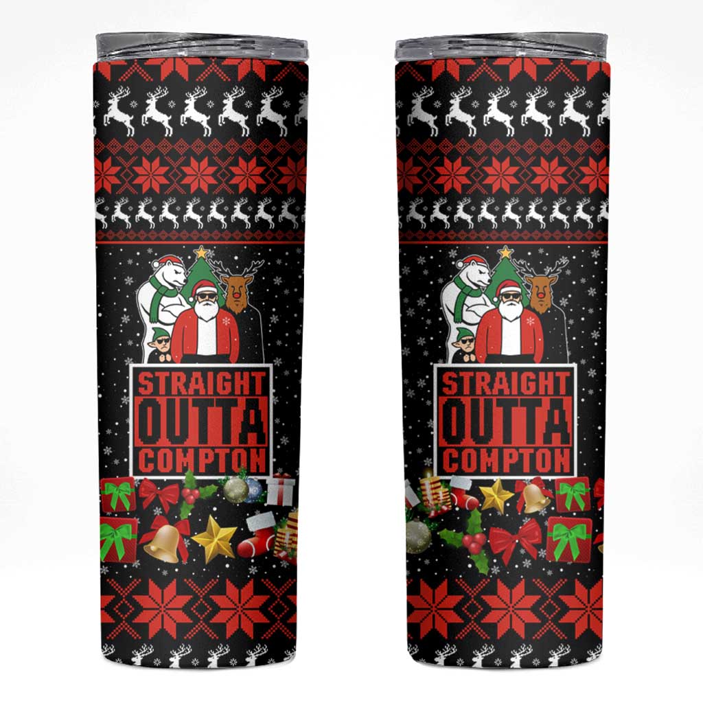 Christmas Straight Outta Gangsta Claus Skinny Tumbler Xmas Holiday Patterns - Wonder Print Shop