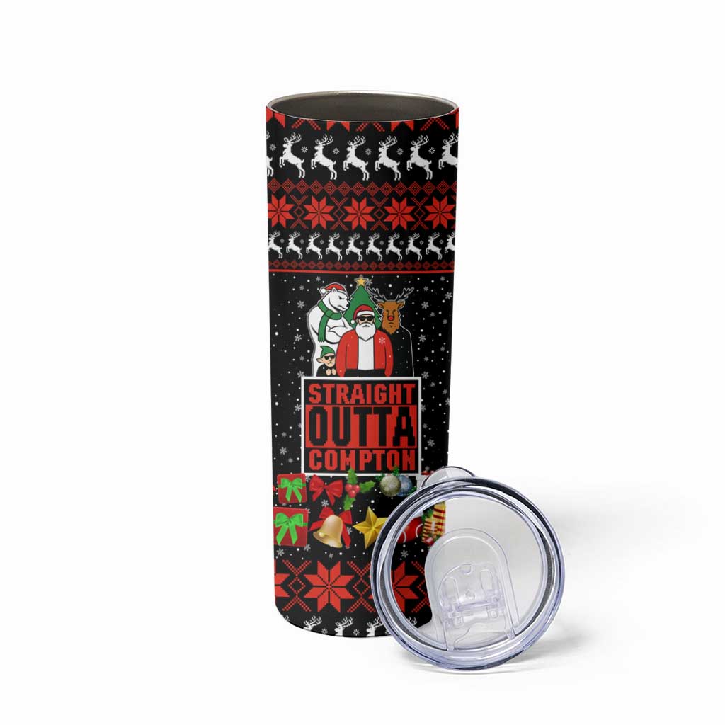 Christmas Straight Outta Gangsta Claus Skinny Tumbler Xmas Holiday Patterns - Wonder Print Shop