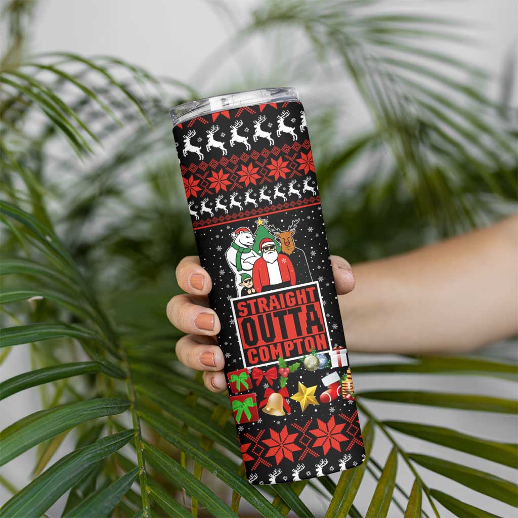 Christmas Straight Outta Gangsta Claus Skinny Tumbler Xmas Holiday Patterns - Wonder Print Shop