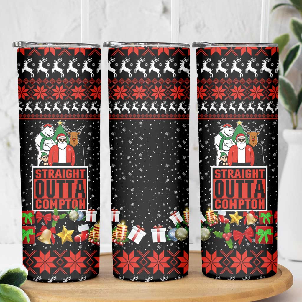 Christmas Straight Outta Gangsta Claus Skinny Tumbler Xmas Holiday Patterns - Wonder Print Shop