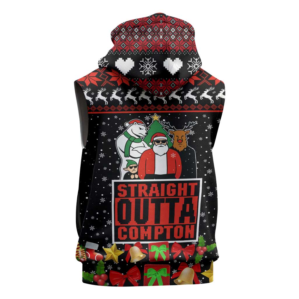 Christmas Straight Outta Gangsta Claus Sleeveless Hoodie Xmas Holiday Patterns - Wonder Print Shop