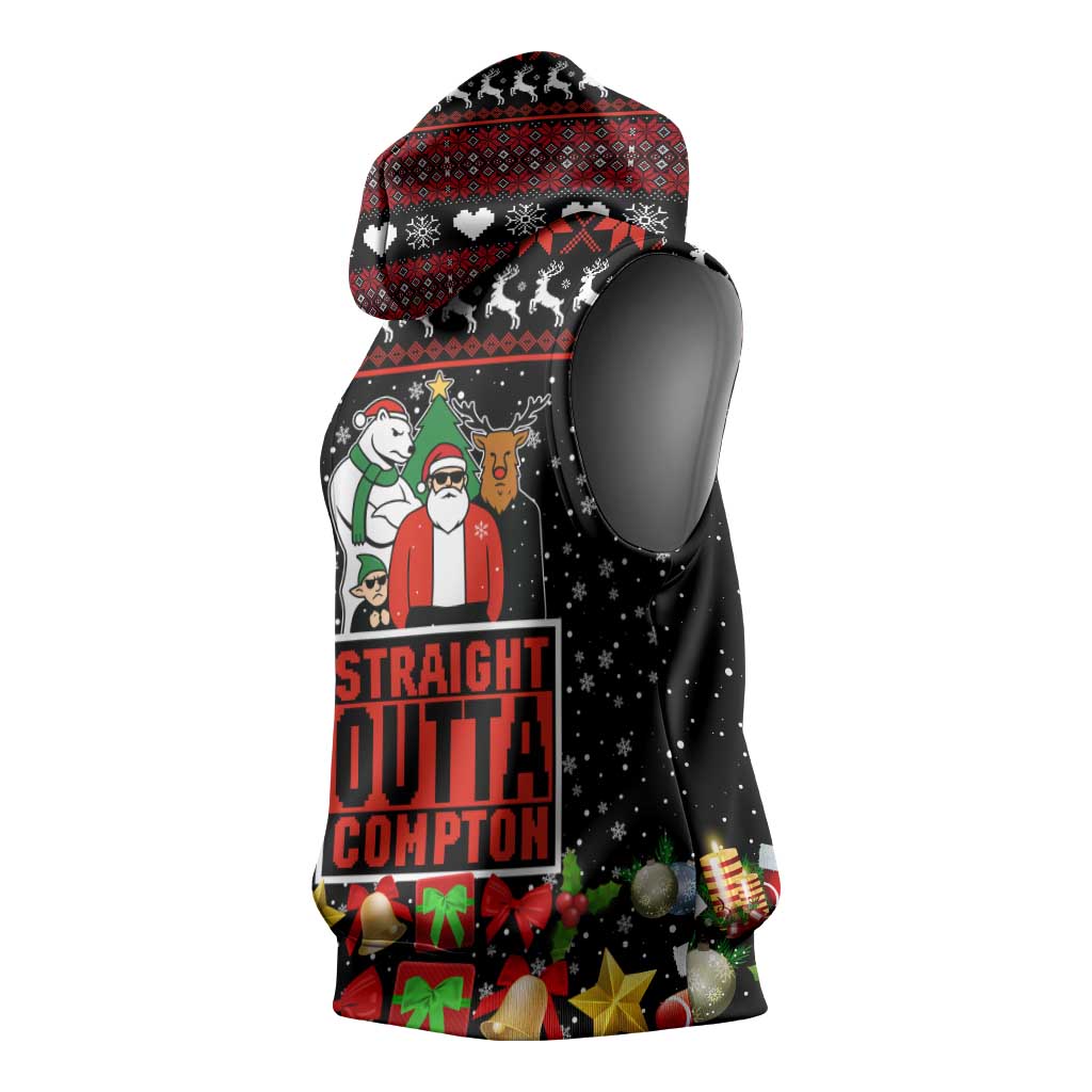 Christmas Straight Outta Gangsta Claus Sleeveless Hoodie Xmas Holiday Patterns - Wonder Print Shop