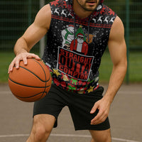 Christmas Straight Outta Gangsta Claus Sleeveless Hoodie Xmas Holiday Patterns - Wonder Print Shop