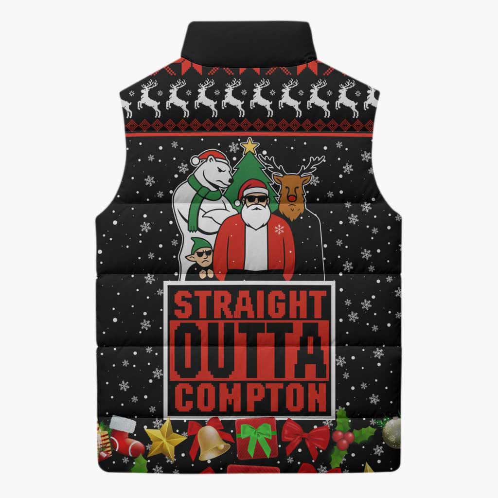 Christmas Straight Outta Gangsta Claus Sleeveless Puffer Jacket Xmas Holiday Patterns - Wonder Print Shop