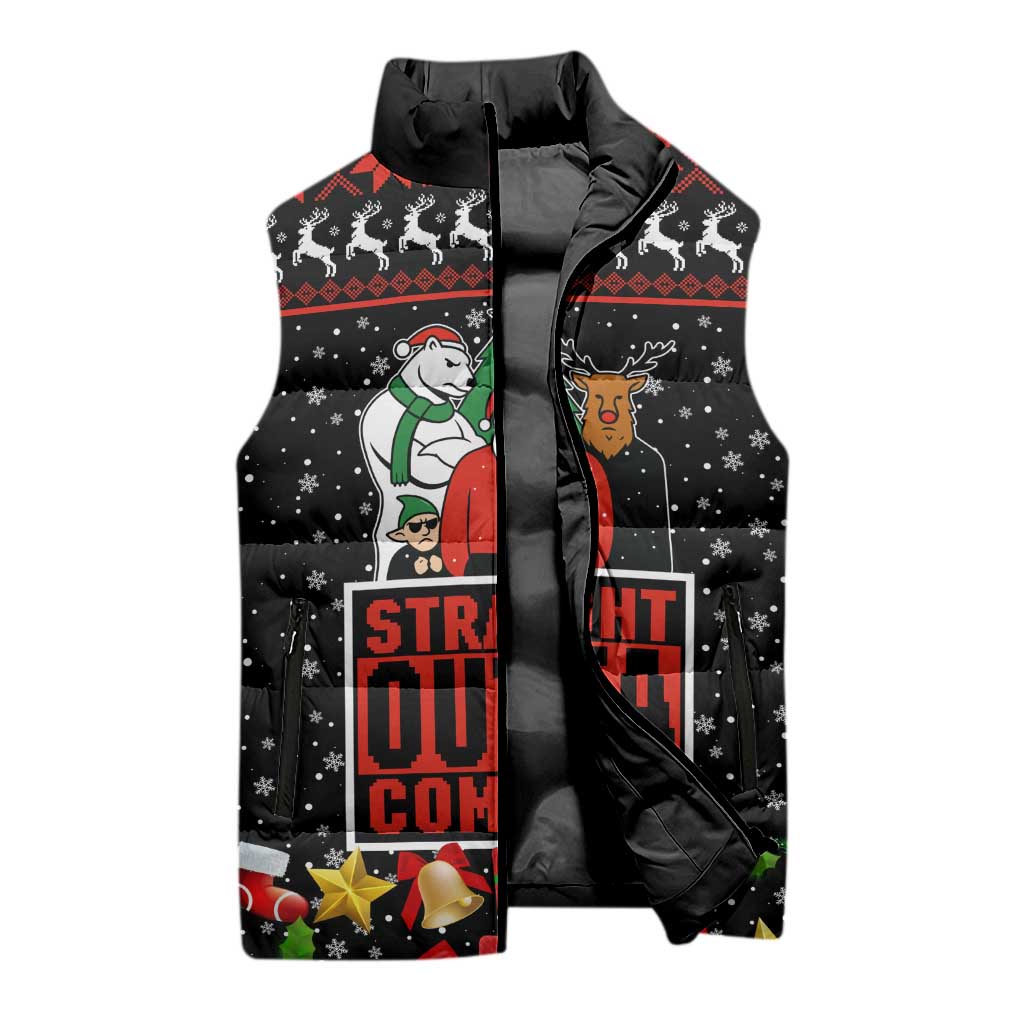 Christmas Straight Outta Gangsta Claus Sleeveless Puffer Jacket Xmas Holiday Patterns - Wonder Print Shop