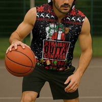 Christmas Straight Outta Gangsta Claus Sleeveless Zip Hoodie Xmas Holiday Patterns - Wonder Print Shop