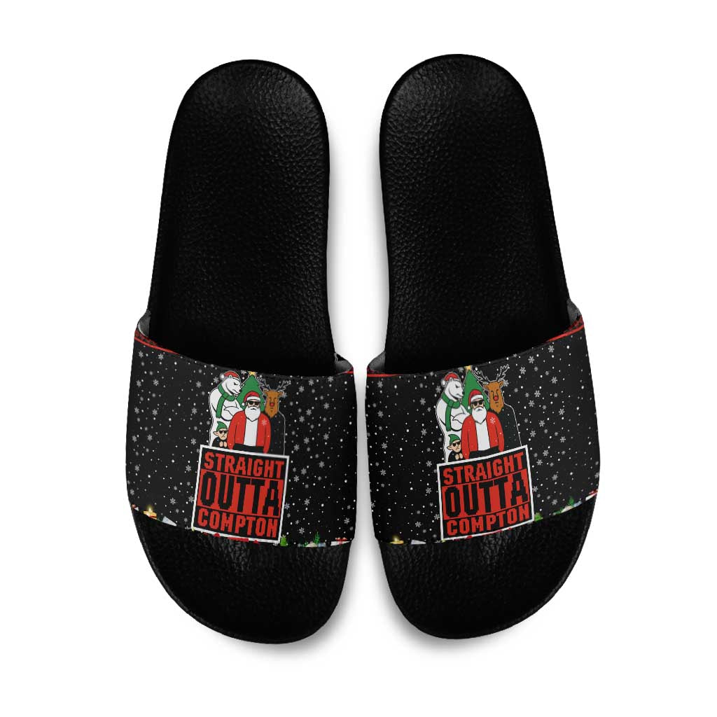 Christmas Straight Outta Gangsta Claus Slide Sandals Xmas Holiday Patterns - Wonder Print Shop