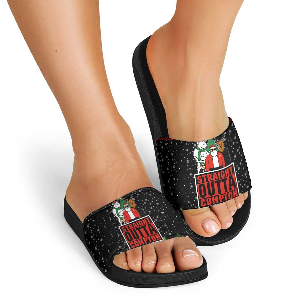 Christmas Straight Outta Gangsta Claus Slide Sandals Xmas Holiday Patterns - Wonder Print Shop