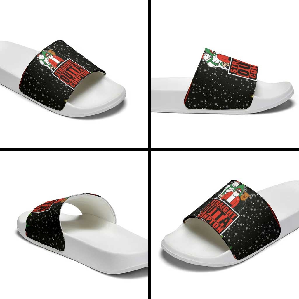Christmas Straight Outta Gangsta Claus Slide Sandals Xmas Holiday Patterns - Wonder Print Shop