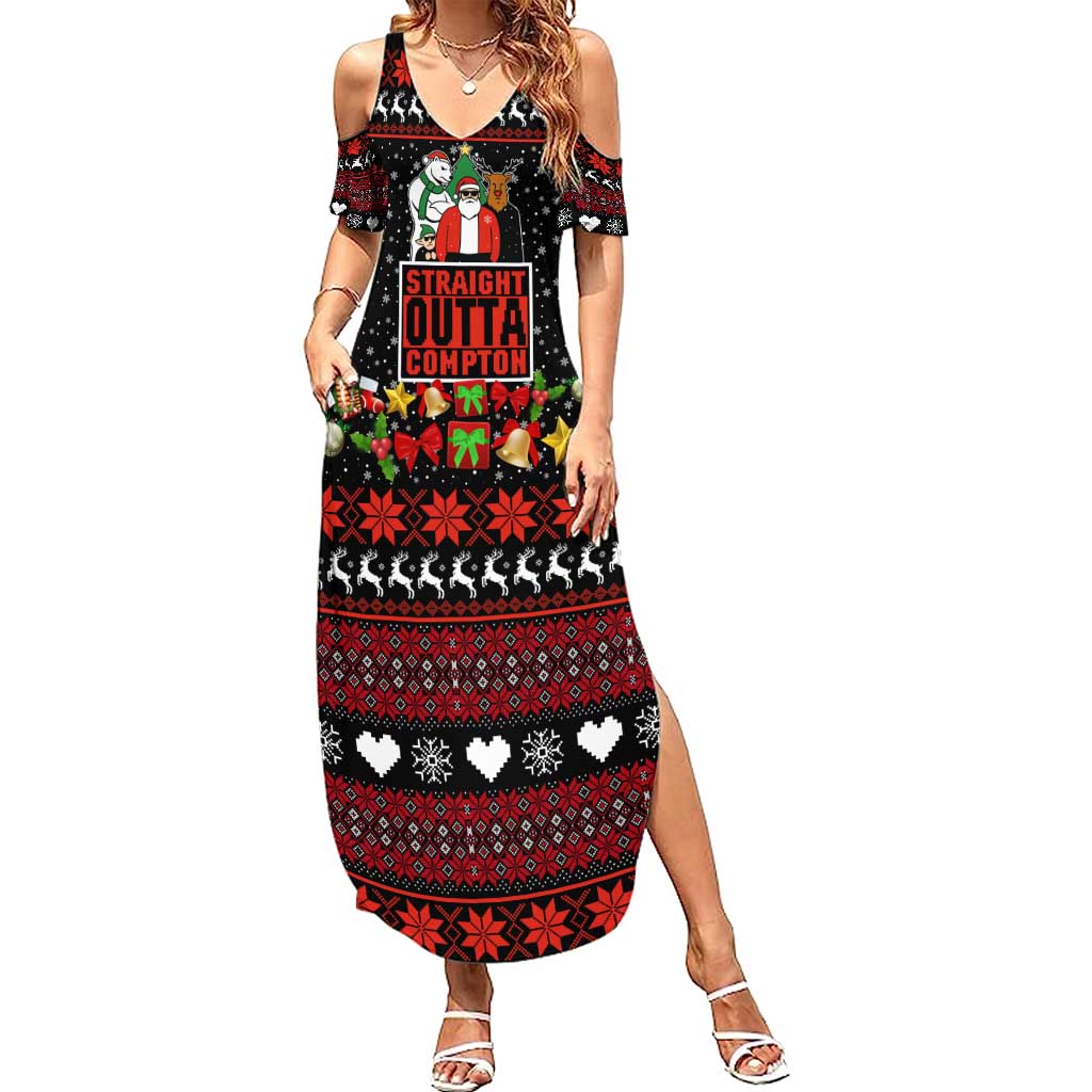 Christmas Straight Outta Gangsta Claus Summer Maxi Dress Xmas Holiday Patterns - Wonder Print Shop