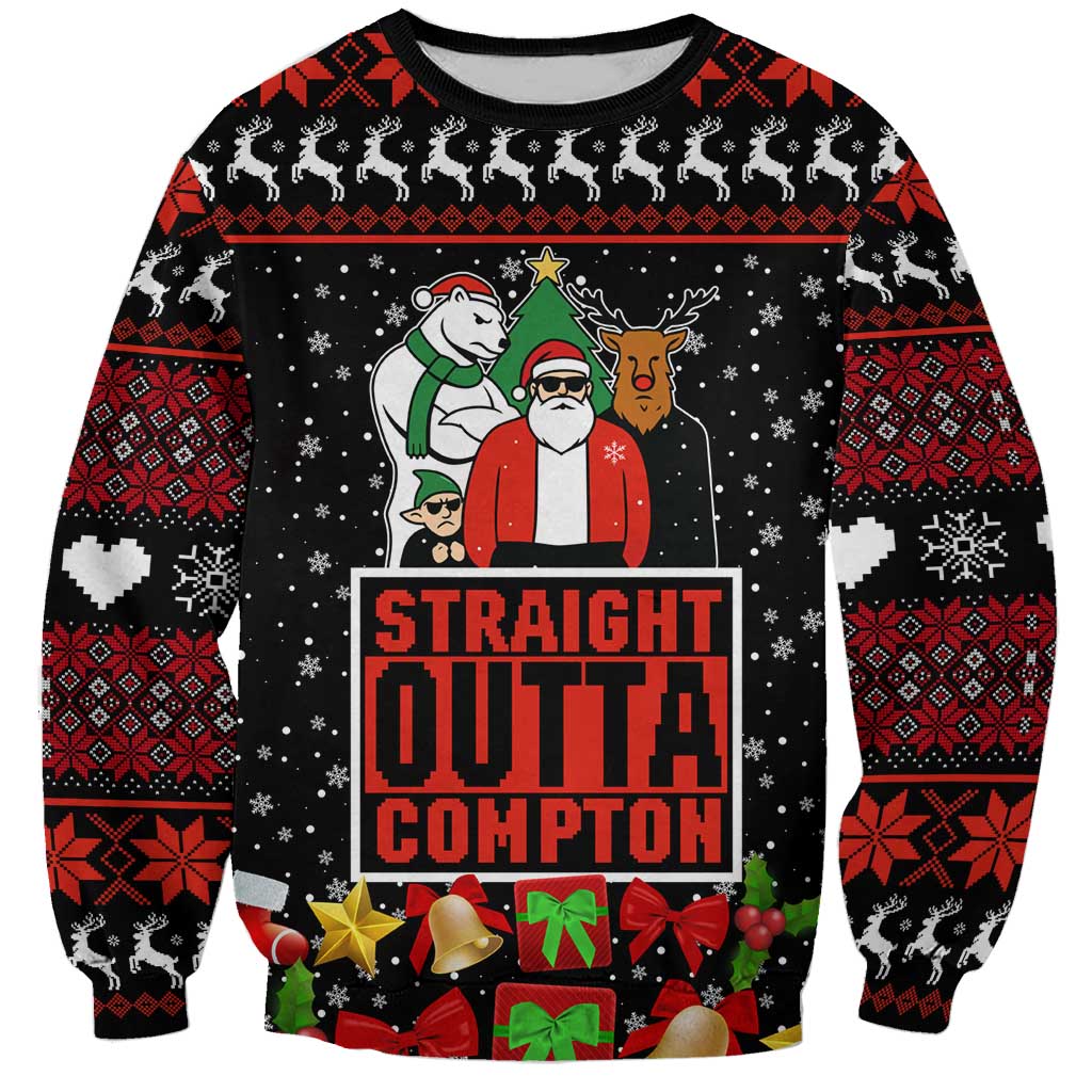 Christmas Straight Outta Gangsta Claus Sweatshirt Xmas Holiday Patterns - Wonder Print Shop