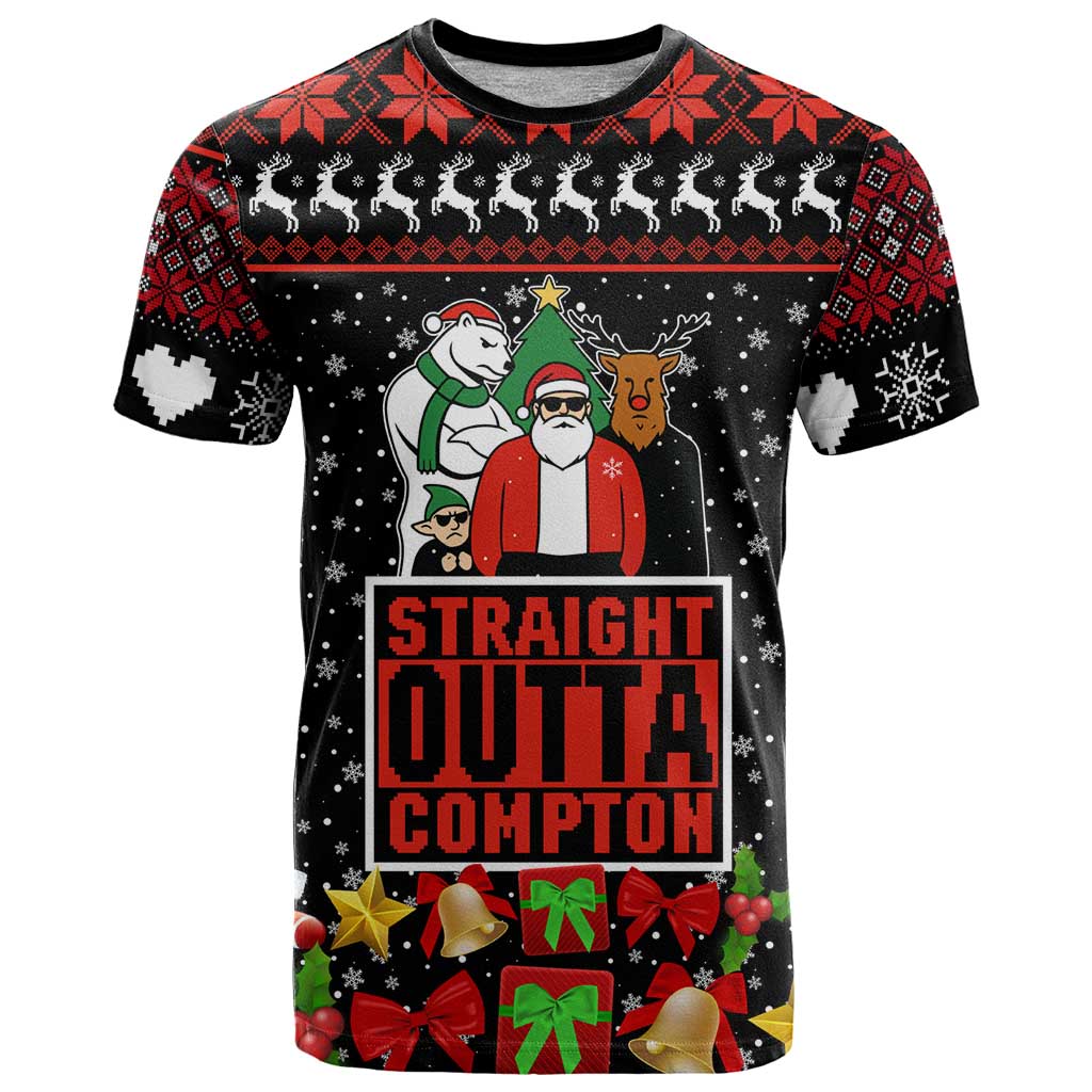 Christmas Straight Outta Gangsta Claus T Shirt Xmas Holiday Patterns - Wonder Print Shop