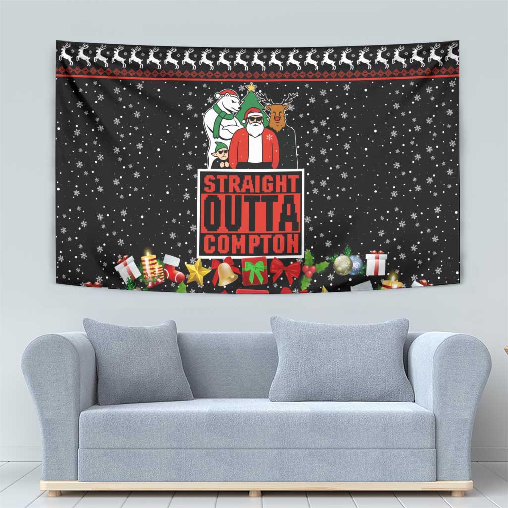 Christmas Straight Outta Gangsta Claus Tapestry Xmas Holiday Patterns - Wonder Print Shop