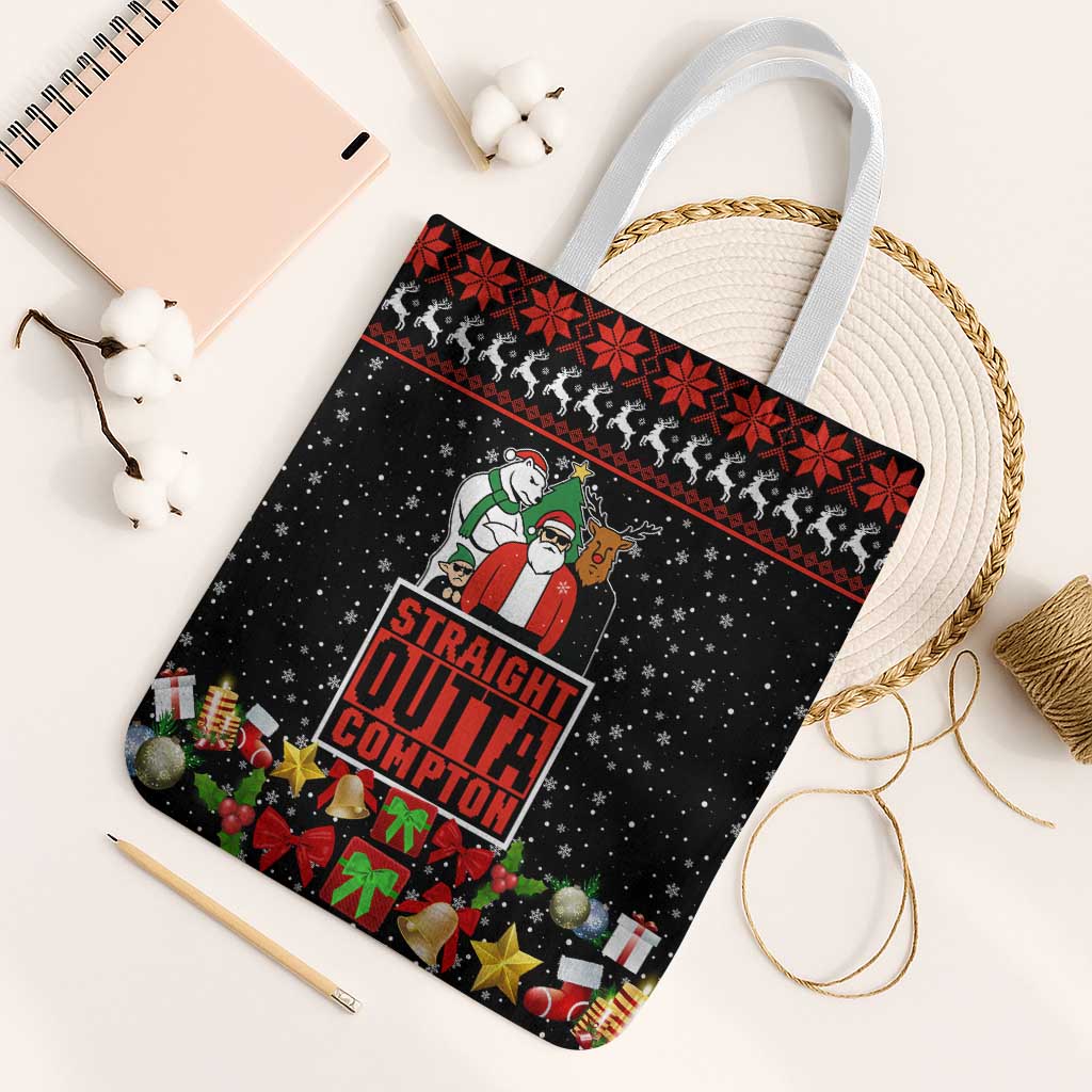 Christmas Straight Outta Gangsta Claus Tote Bag Xmas Holiday Patterns - Wonder Print Shop