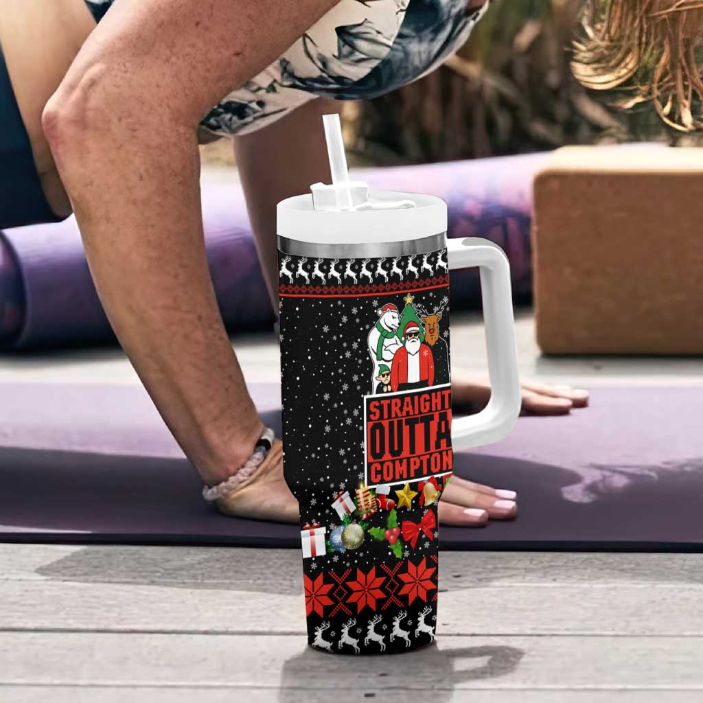 Christmas Straight Outta Gangsta Claus Tumbler With Handle Xmas Holiday Patterns - Wonder Print Shop