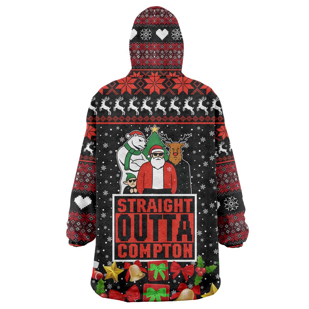 Christmas Straight Outta Gangsta Claus Wearable Blanket Hoodie Xmas Holiday Patterns - Wonder Print Shop