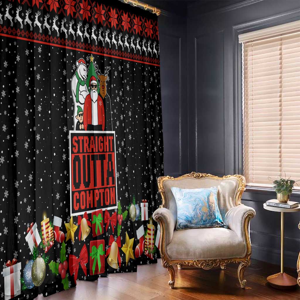 Christmas Straight Outta Gangsta Claus Window Curtain Xmas Holiday Patterns - Wonder Print Shop
