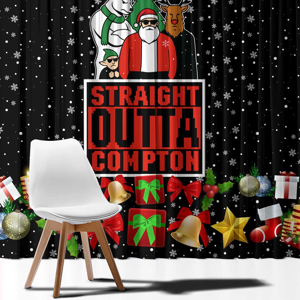 Christmas Straight Outta Gangsta Claus Window Curtain Xmas Holiday Patterns - Wonder Print Shop
