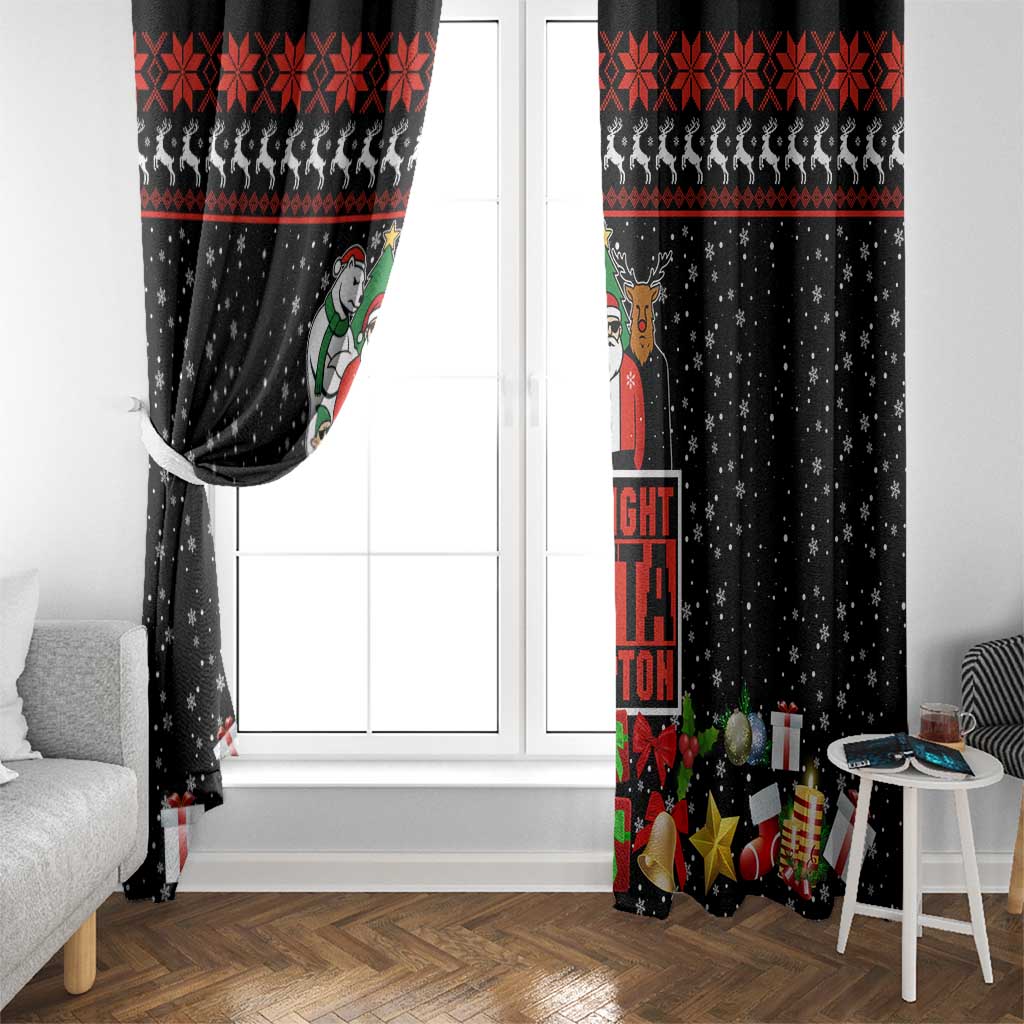 Christmas Straight Outta Gangsta Claus Window Curtain Xmas Holiday Patterns - Wonder Print Shop