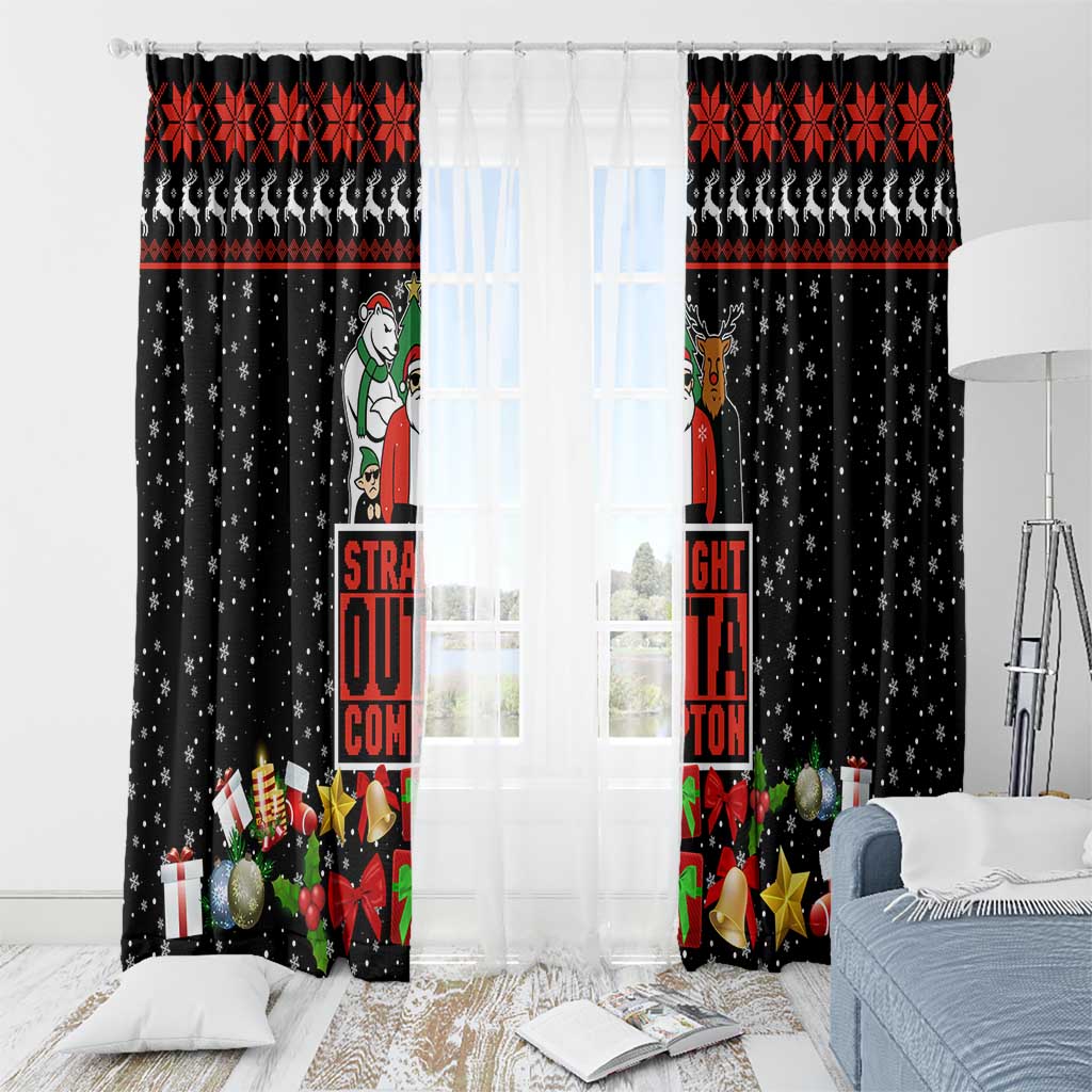 Christmas Straight Outta Gangsta Claus Window Curtain Xmas Holiday Patterns - Wonder Print Shop