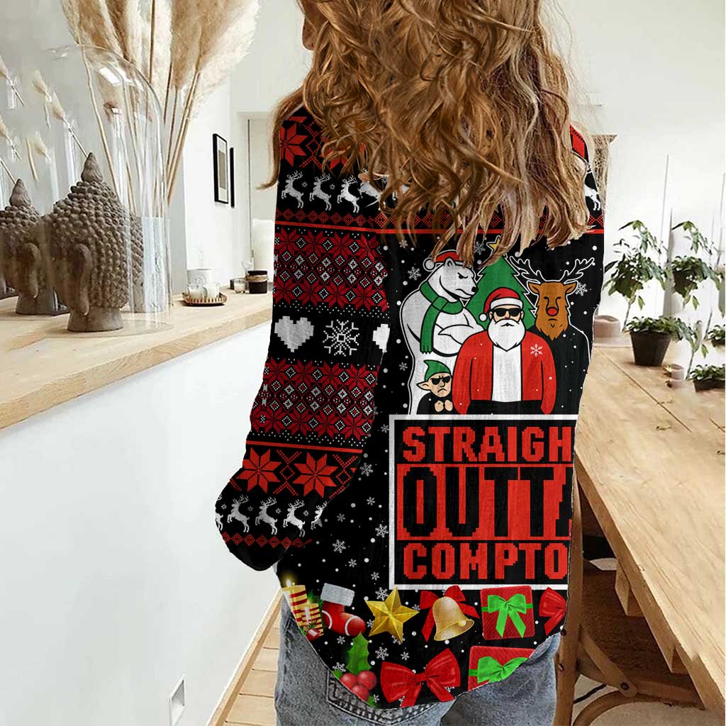 Christmas Straight Outta Gangsta Claus Women Casual Shirt Xmas Holiday Patterns - Wonder Print Shop
