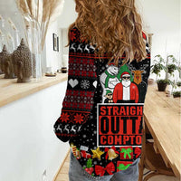 Christmas Straight Outta Gangsta Claus Women Casual Shirt Xmas Holiday Patterns - Wonder Print Shop