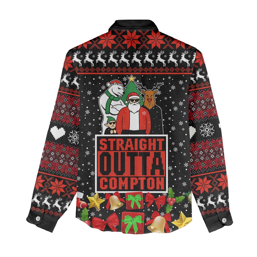 Christmas Straight Outta Gangsta Claus Women Casual Shirt Xmas Holiday Patterns - Wonder Print Shop