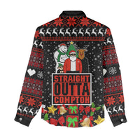 Christmas Straight Outta Gangsta Claus Women Casual Shirt Xmas Holiday Patterns - Wonder Print Shop