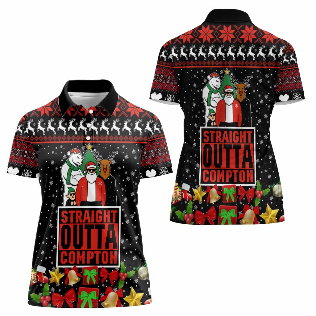 Christmas Straight Outta Gangsta Claus Women Polo Shirt Xmas Holiday Patterns - Wonder Print Shop
