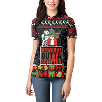 Christmas Straight Outta Gangsta Claus Women Polo Shirt Xmas Holiday Patterns - Wonder Print Shop